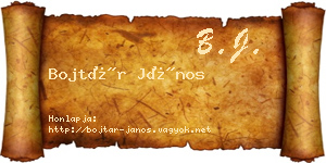 Bojtár János névjegykártya